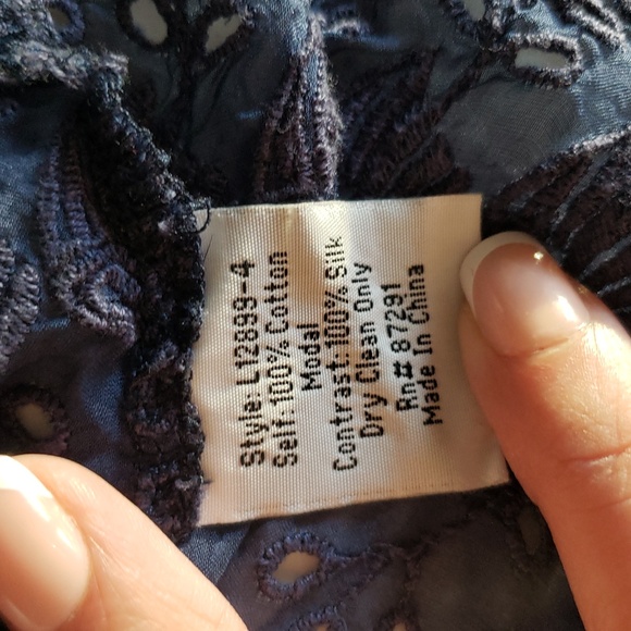 Love Johnny Was Silk Top Womens S Blue Lace Boho Oversized Flowy Blouse - Picture 6 of 6